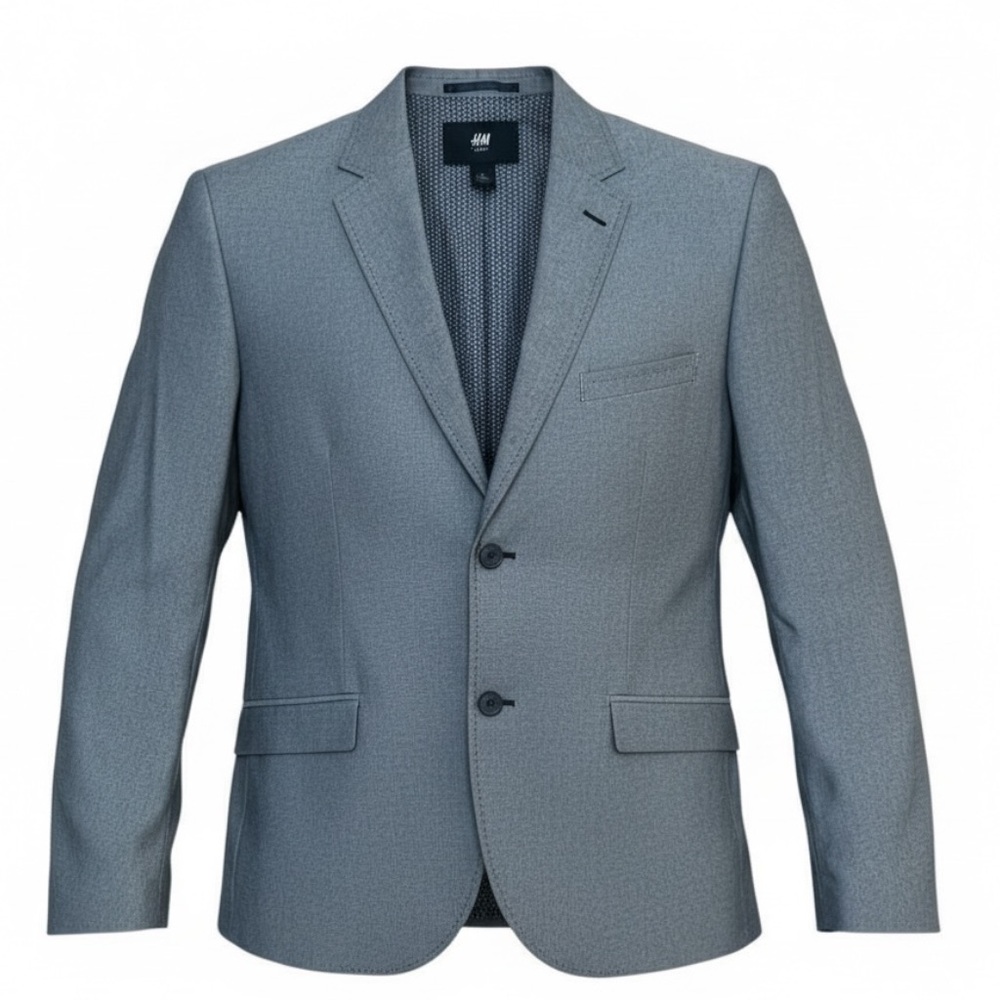 H&M Light Blue Textured Men's Blazer Sport Coat